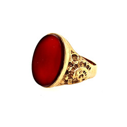 Pre Owned 9ct Red Stone Signet Ring ZR158